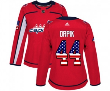 Women Adidas Washington Capitals #44 Brooks Orpik Authentic Red USA Flag Fashion NHL Jersey