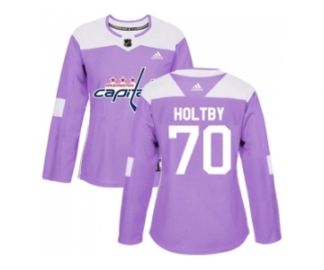 Women Adidas Washington Capitals #70 Braden Holtby Purple Authentic Fights Cancer Stitched NHL Jersey