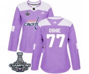 Women Adidas Washington Capitals #77 T.J. Oshie Authentic Purple Fights Cancer Practice 2018 Stanley Cup Final Champions NHL Jersey