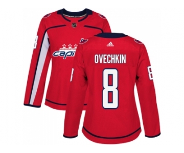 Women Adidas Washington Capitals #8 Alex Ovechkin Red Home Authentic Stitched NHL Jersey