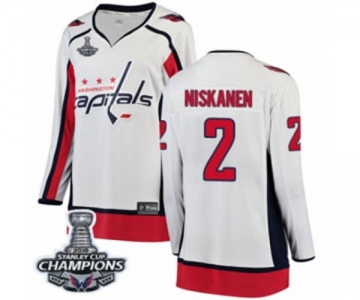 Women Washington Capitals #2 Matt Niskanen Fanatics Branded White Away Breakaway 2018 Stanley Cup Final Champions NHL Jersey