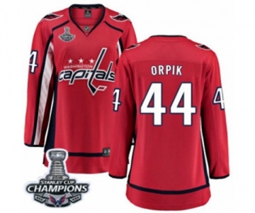 Women Washington Capitals #44 Brooks Orpik Fanatics Branded Red Home Breakaway 2018 Stanley Cup Final Champions NHL Jersey