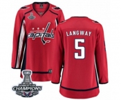 Women Washington Capitals #5 Rod Langway Fanatics Branded Red Home Breakaway 2018 Stanley Cup Final Champions NHL Jersey