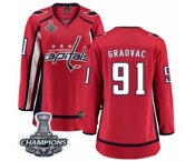 Women Washington Capitals #91 Tyler Graovac Fanatics Branded Red Home Breakaway 2018 Stanley Cup Final Champions NHL Jersey