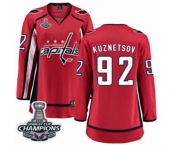Women Washington Capitals #92 Evgeny Kuznetsov Fanatics Branded Red Home Breakaway 2018 Stanley Cup Final Champions NHL Jersey
