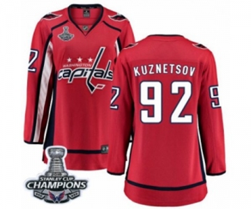 Women Washington Capitals #92 Evgeny Kuznetsov Fanatics Branded Red Home Breakaway 2018 Stanley Cup Final Champions NHL Jersey