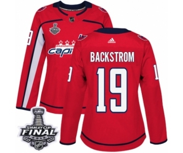 Women's Adidas Washington Capitals #19 Nicklas Backstrom Authentic Red Home 2018 Stanley Cup Final NHL Jersey