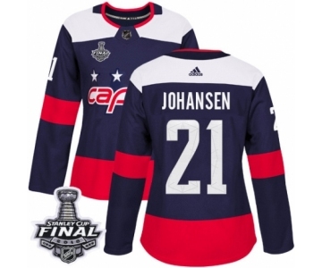 Women's Adidas Washington Capitals #21 Lucas Johansen Authentic Navy Blue 2018 Stadium Series 2018 Stanley Cup Final NHL Jersey