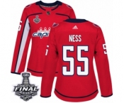 Women's Adidas Washington Capitals #55 Aaron Ness Authentic Red Home 2018 Stanley Cup Final NHL Jersey