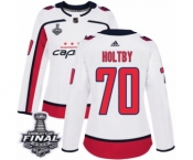 Women's Adidas Washington Capitals #70 Braden Holtby Authentic White Away 2018 Stanley Cup Final NHL Jersey