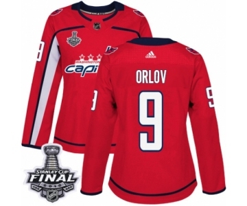 Women's Adidas Washington Capitals #9 Dmitry Orlov Authentic Red Home 2018 Stanley Cup Final NHL Jersey