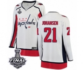 Women's Washington Capitals #21 Lucas Johansen Fanatics Branded White Away Breakaway 2018 Stanley Cup Final NHL Jersey