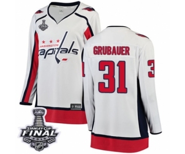 Women's Washington Capitals #31 Philipp Grubauer Fanatics Branded White Away Breakaway 2018 Stanley Cup Final NHL Jersey