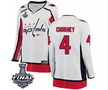 Women's Washington Capitals #4 Taylor Chorney Fanatics Branded White Away Breakaway 2018 Stanley Cup Final NHL Jersey