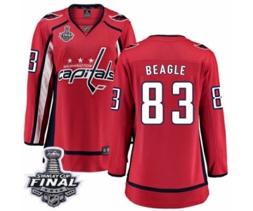 Women's Washington Capitals #83 Jay Beagle Fanatics Branded Red Home Breakaway 2018 Stanley Cup Final NHL Jersey