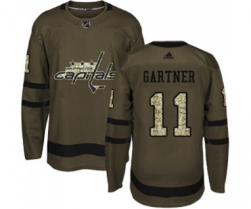 Youth Adidas Washington Capitals #11 Mike Gartner Authentic Green Salute to Service NHL Jersey