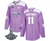Youth Adidas Washington Capitals #11 Mike Gartner Authentic Purple Fights Cancer Practice 2018 Stanley Cup Final Champions NHL Jersey
