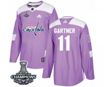 Youth Adidas Washington Capitals #11 Mike Gartner Authentic Purple Fights Cancer Practice 2018 Stanley Cup Final Champions NHL Jersey