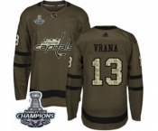 Youth Adidas Washington Capitals #13 Jakub Vrana Authentic Green Salute to Service 2018 Stanley Cup Final Champions NHL Jersey