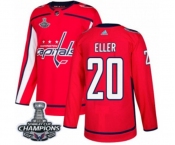 Youth Adidas Washington Capitals #20 Lars Eller Authentic Red Home 2018 Stanley Cup Final Champions NHL Jersey