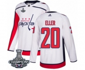 Youth Adidas Washington Capitals #20 Lars Eller Authentic White Away 2018 Stanley Cup Final Champions NHL Jersey