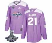 Youth Adidas Washington Capitals #21 Dennis Maruk Authentic Purple Fights Cancer Practice 2018 Stanley Cup Final Champions NHL Jersey