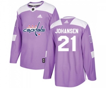 Youth Adidas Washington Capitals #21 Lucas Johansen Authentic Purple Fights Cancer Practice NHL Jersey