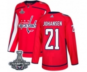 Youth Adidas Washington Capitals #21 Lucas Johansen Authentic Red Home 2018 Stanley Cup Final Champions NHL Jersey