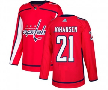 Youth Adidas Washington Capitals #21 Lucas Johansen Premier Red Home NHL Jersey