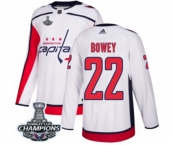 Youth Adidas Washington Capitals #22 Madison Bowey Authentic White Away 2018 Stanley Cup Final Champions NHL Jersey