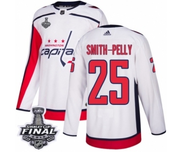 Youth Adidas Washington Capitals #25 Devante Smith-Pelly Authentic White Away 2018 Stanley Cup Final NHL Jersey