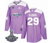 Youth Adidas Washington Capitals #29 Christian Djoos Authentic Purple Fights Cancer Practice 2018 Stanley Cup Final Champions NHL Jersey