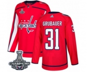 Youth Adidas Washington Capitals #31 Philipp Grubauer Authentic Red Home 2018 Stanley Cup Final Champions NHL Jersey