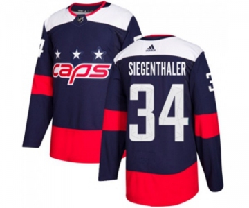 Youth Adidas Washington Capitals #34 Jonas Siegenthaler Authentic Navy Blue 2018 Stadium Series NHL Jersey