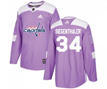 Youth Adidas Washington Capitals #34 Jonas Siegenthaler Authentic Purple Fights Cancer Practice NHL Jersey