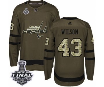 Youth Adidas Washington Capitals #43 Tom Wilson Authentic Green Salute to Service 2018 Stanley Cup Final NHL Jersey