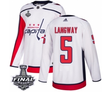 Youth Adidas Washington Capitals #5 Rod Langway Authentic White Away 2018 Stanley Cup Final NHL Jersey