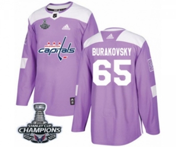 Youth Adidas Washington Capitals #65 Andre Burakovsky Authentic Purple Fights Cancer Practice 2018 Stanley Cup Final Champions NHL Jersey