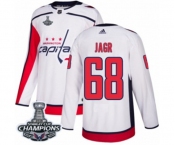 Youth Adidas Washington Capitals #68 Jaromir Jagr Authentic White Away 2018 Stanley Cup Final Champions NHL Jersey