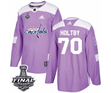 Youth Adidas Washington Capitals #70 Braden Holtby Authentic Purple Fights Cancer Practice 2018 Stanley Cup Final NHL Jersey