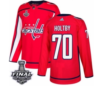 Youth Adidas Washington Capitals #70 Braden Holtby Authentic Red Home 2018 Stanley Cup Final NHL Jersey