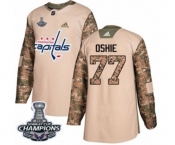 Youth Adidas Washington Capitals #77 T.J. Oshie Authentic Camo Veterans Day Practice 2018 Stanley Cup Final Champions NHL Jersey
