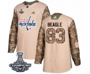 Youth Adidas Washington Capitals #83 Jay Beagle Authentic Camo Veterans Day Practice 2018 Stanley Cup Final Champions NHL Jersey