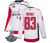 Youth Adidas Washington Capitals #83 Jay Beagle Authentic White Away 2018 Stanley Cup Final Champions NHL Jersey