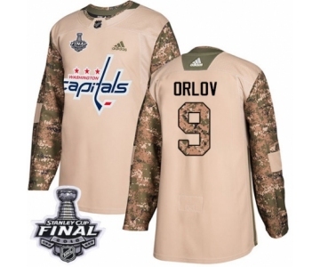 Youth Adidas Washington Capitals #9 Dmitry Orlov Authentic Camo Veterans Day Practice 2018 Stanley Cup Final NHL Jersey