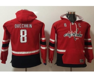 Youth Washington Capitals #8 Alex Ovechkin Red Name & Number Pullover NHL Hoodie
