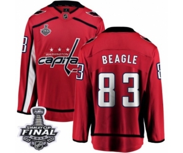 Youth Washington Capitals #83 Jay Beagle Fanatics Branded Red Home Breakaway 2018 Stanley Cup Final NHL Jersey