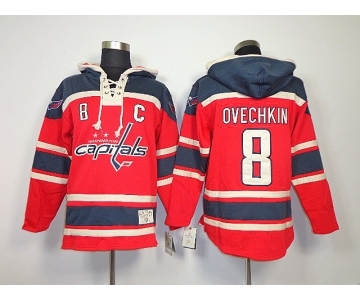 nhl jerseys washington capitals #8 alex ovechkin red[pullover hooded sweatshirt patch c]