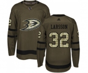 Anaheim Ducks #32 Jacob Larsson Authentic Green Salute to Service Hockey Jersey