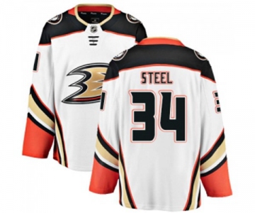 Anaheim Ducks #34 Sam Steel Fanatics Branded White Away Breakaway Hockey Jersey